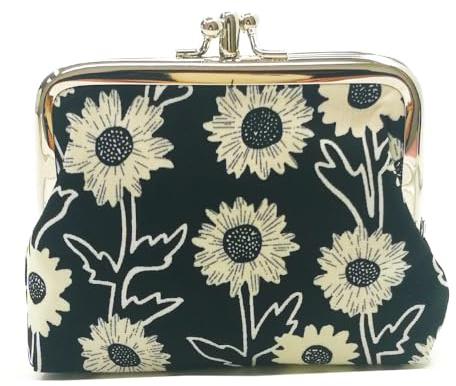 Sanxiner Damen Netter Blumenschnalle Geldbörsen Vintage-Beutel Kiss-Sperre Portemonnaie Wallets Einheitsgröße 17