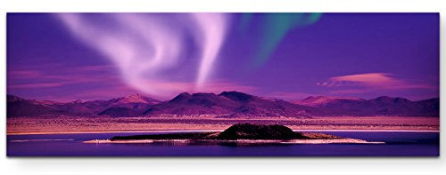 Paul Sinus Art Leinwandbilder | Bilder Leinwand 120x40cm Polarlichter über Bergen