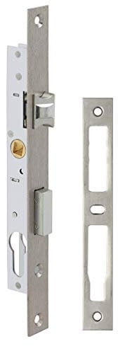 METALUX Série 7/21 avec Gâche - Serrure à encastrer Réversible Têtière Inox coffre 21mm x 180mm porte metallique portail portillon