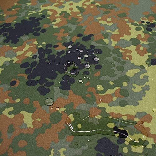 TOLKO Bundeswehr Camouflage Stoff | wasserdichter Zelt- und Planen-Stoff | Robust und UV-beständig | Armee Flecktarn Stoffe zum Nähen Meterware Baumwolle mittelschwer (Zeltstoff)