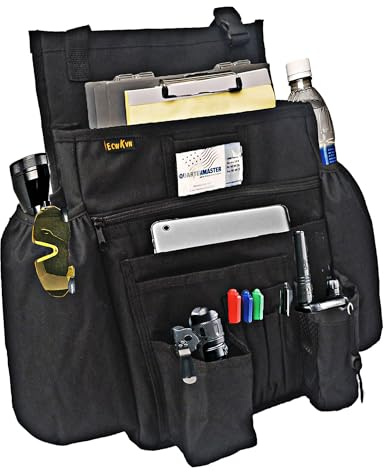 ECWKVN Car Front Seat File Organizer, Car Passenger Law Enforcement - Vehicle Storage Organizer with Dedicated Laptop Tablet Holder Cup Holder, Black