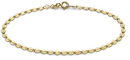 CARISSIMA Bracelet Femme en Or Jaune 9 ct Chaîne Forzatina Facettée 2,8 mm Longueur 18,5 cm/7,25