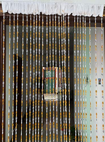 ZiDeTang Acrylic Beaded Door Curtain Décor Tassel Room Divider Curtain (Orange, 300cm by 250cm)