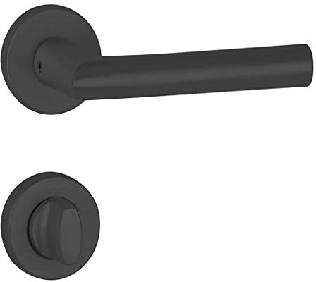 Hermat Türdrücker L-Form WC/Bad Basic02 schwarz matt Türgriff Drückergarnitur