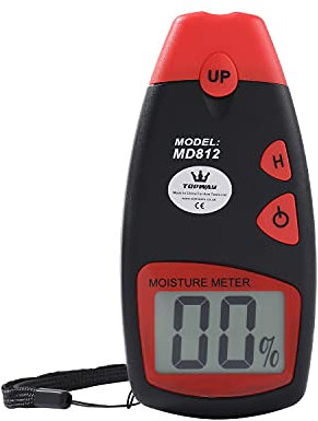 TOPWAY Wood Moisture Meter, Digital Damp Meter, 2 Sensor Pins Portable Wood Humidity Tester Detector with LCD Display and 9V Battery Included 312753