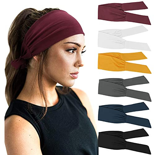 DRESHOW 6 Stück Damen Boho Stirnband Kopfband Haarband Gedruckt Stirnbänder Knoten Verdrehtes Elastische Kopf Wickeln Niedlich Haarschmuck für Mädchen