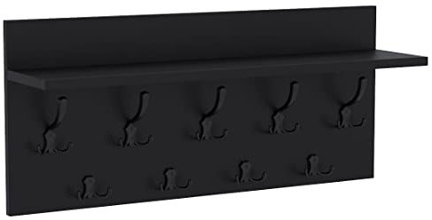 AKKE Garderobenpaneel Garderobenleiste Wandgarderobe Mit Ablage Wandpaneel Garderobe PVC Verti 40x80 cm SCHWARZ | SCHWARZ