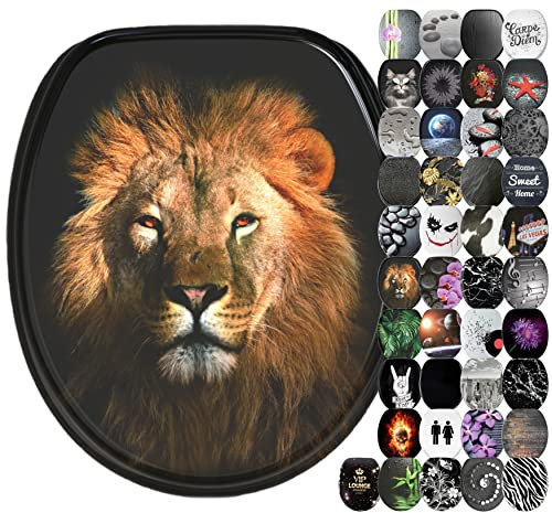 Sanilo Abattant WC frein de chute, Grande sélection d'abattants wc noirs, Finition de haute qualité (Lion)