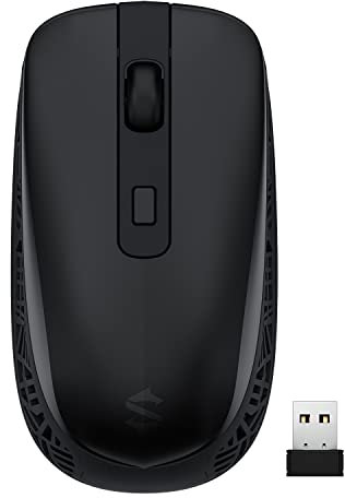 Black Shark Mouse Wireless Silenzioso Silent Ricaricabile Mouse Mouse Senza Fili 1000,1200,1600 DPI, Riduzione Rumore fino a 95%, Clic Mute Per Computer PC, Mac, Laptop 2.4 GHz USB Mouse Ergonomico