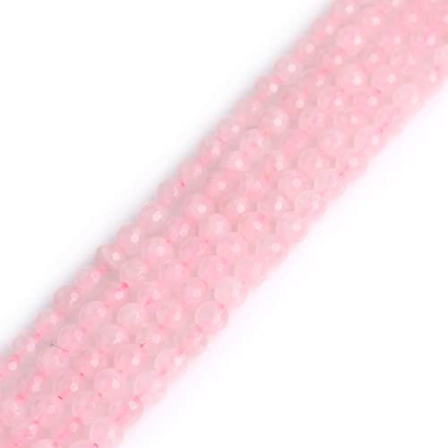 Gem-Inside 6mm Natural Rose Quartz Genuine Crystal Precious Gemstone Faceted Spacer Beads for Jewelry Making Strand 15''
