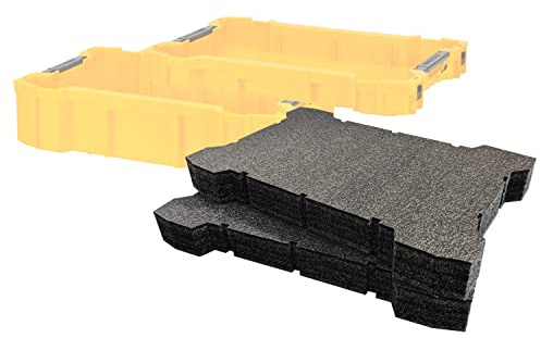 Shadow Foam ToughSystem 2.0 Tool Tray Inserts [Twin Pack] for DeWalt Toolboxes | Tool Organisation (50mm, Black)