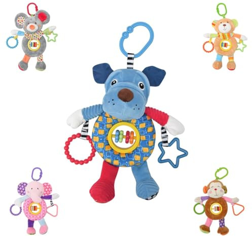 Lorelli Baby Kuscheltier Activitiy Spielzeug Plüsch, Greifling, C-Ring ab Geburt blau