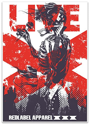 wandmotiv24 Poster als Wanddeko, Größe Din A2, Skelett, Rock, Grunge, Gitarre, Moderne Wanddeko, Wandbilder, Deko, Bild M0294