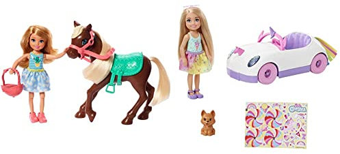 Barbie - Club Chelsea Spielset mit Puppe und Pferd, ca. 15 cm, blond, mit Mode & GXT41 - Chelsea Puppe (blond) mit Einhorn-Auto, Hund und Zubehör