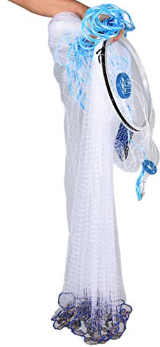 Rete da lancio, rete da pesca in acqua salata americana con zavorra in vero zinco per impieghi gravosi Reti da lancio per pesci esca Raggio di 5,4 piedi