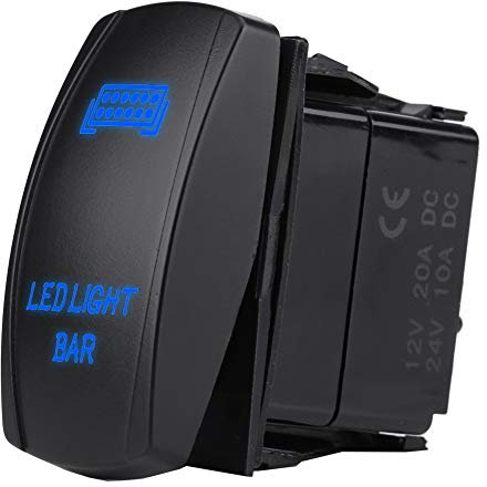 12V 24V Interrupteur à Bascule de Barre de Lumière LED étanche, Interrupteur à Bascule à Bascule de Barre de Lumière LED 5 Broches SPST On OFF pour Camion de Bateau de Voiture(Lumière bleue)