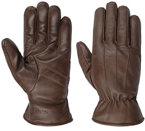 Stetson Classic Sheepskin Lederhandschuhe Herren - Mit Fleece gefüttert - Handschuhe aus 100% Leder - Unifarbene Handwärmer - Herbst/Winter braun 10 HS