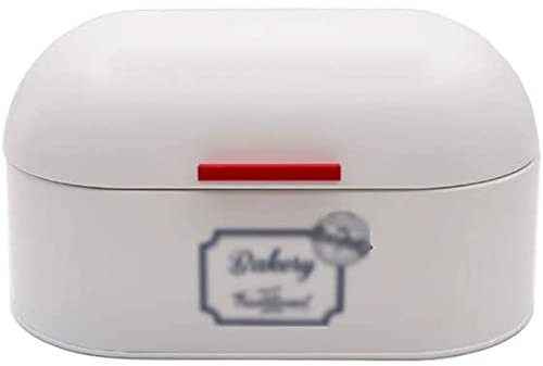OLOTU Caja de Pan Panera de 3L/105oz, panera de Gran Capacidad para encimera de Cocina, Soporte de Pan Blanco Vintage Multifuncional con Tapa Panera