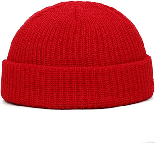 Faringoto Winter Warm Beanies Casual Short Thread Hip Hop Hat Erwachsene Männer Frauen, rot, Einheitsgröße
