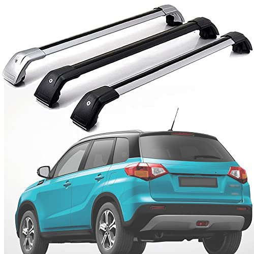 Barre Portatutto per Suzuki Vitara 2015-2022, Trasversali Tetto Alluminio Portapacchi con Serratura Carico Massimo 300 kg, Coppia, Black-1-Pair