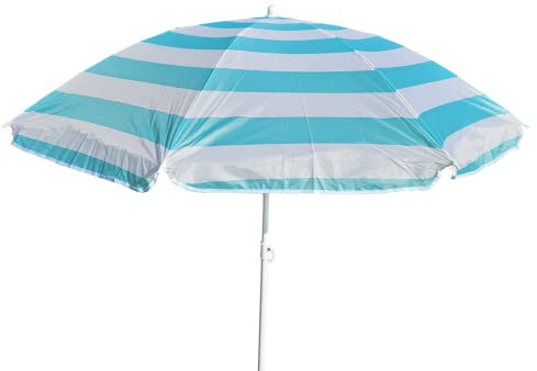 Sonnenschirm türkis weiß gestreift Schirm Strandschirm Ø 140 cm