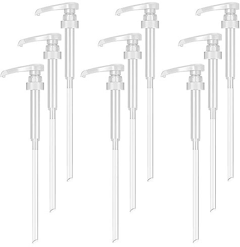 Huakaile Lot de 9 pompes à sirop pour bouteilles de sirop fines de 750 ml, 28-400 doseurs de sirop de café, pompes à bouteilles pour sirops aromatisés, café, bar, boissons (blanc)
