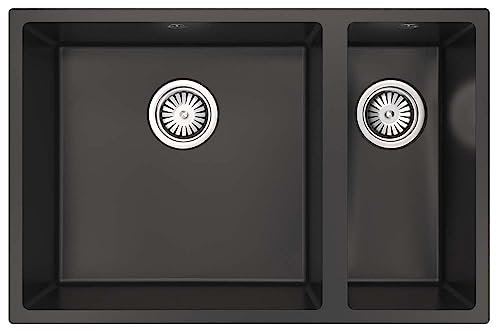 LSC Bexley 1.5 Matt Black Composite Synthetic Undermount Kitchen Sink & Waste