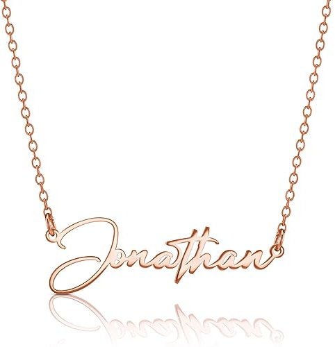 ZNA Jewels Personalised Name Pendant Necklace | Available in Silver, Gold or Rose Gold | Choose from 6 Unique Fonts | The Perfect Handmade Gift (18K Rose Gold)