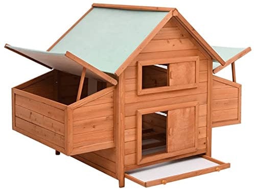 ADWOA Pollaio 152x96x110 cm in Legno Massello di Abete,Pollaio da Giardino Pollaio per Galline Ovaiole da Esterno con Casetta, Area di Corsa