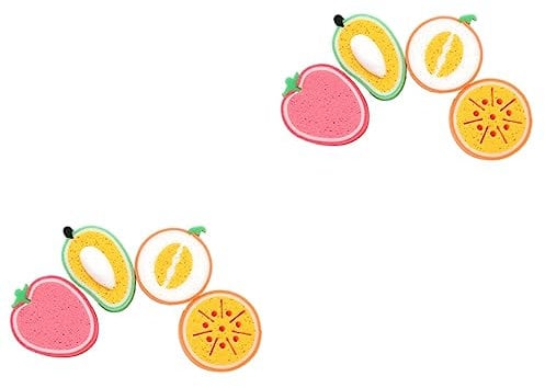 SOLUSTRE 8pcs Kitchen Cleaning Sponges Fruit Shape Dish Sponges Dish Wash up Non Scratch Scrubbers for