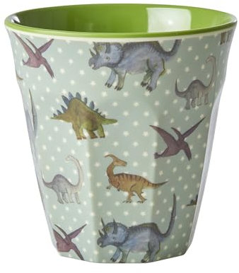 Rice Medium Melamin Kinder Becher grau blau - New Dino Print