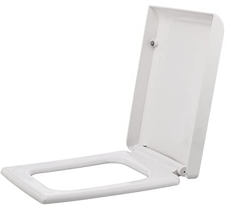 POTRUWE Abattant de WC Carré 06C-PP Charnières Réglables en Acier Inoxydable Housse de Siège de Toilette Fixe Abattant de Toilette à Fermeture Lente Sièges de Toilette Ovales Abattant de(Blanc)