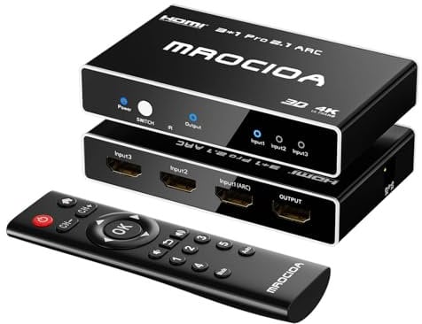 HDMI 2.1 Switch 3 in 1 Out 8k 60hz 4K 120hz/HDCP2.3/Multifunctional Remote/iOS App, Splitter for Auto Switch on off/eARC/Allm/Vrr/CEC/HDR10+/Dolby Vision. Switcher selector hub Adapter for Multi Port