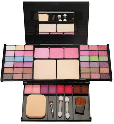 Pure Vie Schminkset Mädchen, Schminkkoffer Damen Schminke Makeup Set Proffesional Kosmetik Kit für Frauen, Lippenstift Lipgloss Glitzer Lidschatten Highlighter Rouge Blush Palette Make-up Geschenk