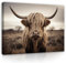 WallArena - Leinwand Bilder - Schottisches Hochlandrind Highland Cow Natur - 100x75 cm Leinwandbilder - Bild auf leinwand - Wandbild XXL groß Wandbilder für Wohnzimmer Schlafzimmer Modern