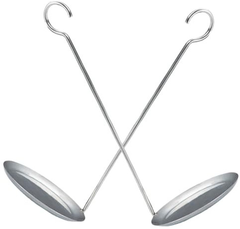 ABOOFAN 2pcs Sturdy Stainless Steel Frying Spoons Flat Handle Oil Cake Molds for Funnel Cake Pizza Cookie Making