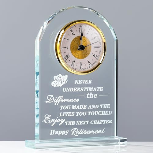 Qianwei Ruhestandsgeschenke für Frauen und Männer – Kristall-Uhr, Geschenk für Kollegen, Abschiedsgeschenke für Frauen, Abschiedsgeschenke für Chef, Abschiedsgeschenk für Chef, Happy Ruhestand,