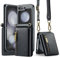 UDBKKDX Zippé Coque pour Samsung Galaxy Z Flip 4, Cuir Mat avec Support de visionnage Protection de l'objectif de l'appareil Photo résistant aux Chocs Porte-Cartes avec Sangles Case Cover