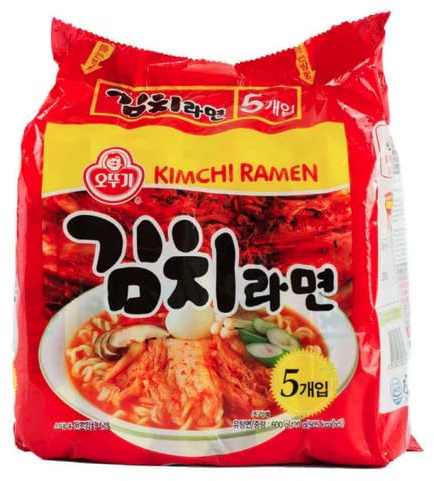 Ottogi Jin Ramen Spicy Korean Instant Ramyun Noodles 120g - Kimchi Ramen (Pack of 5)