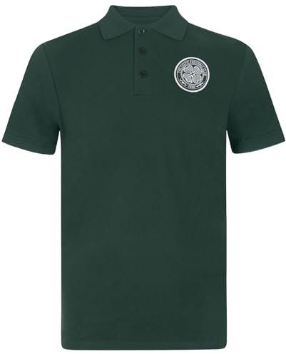 Celtic FC Official Football Gift Mens Single Crest Polo Shirt Green Large