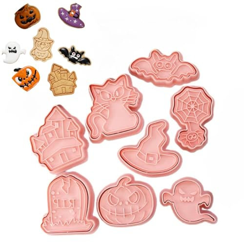 Yunguui Juego de cortadores de galletas de Halloween, 8 piezas, cortadores de galletas para Halloween, de plástico