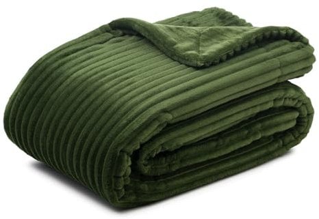 liebling Decke, Mikrofaserdecke, Bettdecke mit Cord-Optik, zweilagige Wendedecke, 100% Polyester - Mikrofaser, 150 x 200 cm, Farbe: dunkelgrün