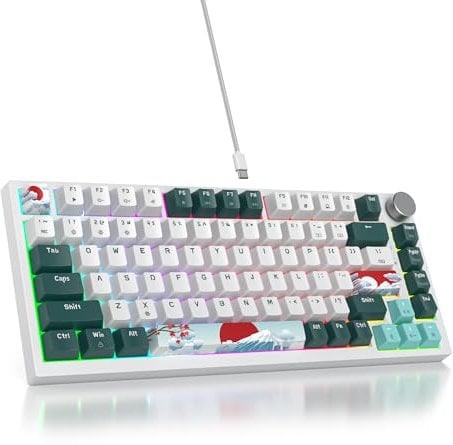 SbocKeeb V400 Custom Gaming Keyboard 75 percent Hot-Swappable, 75% Wired Mechanical RGB Keyboard with Gasket and Sound Absorbing Pads Programmable American QWERTY for Mac/Win V400 Green forest
