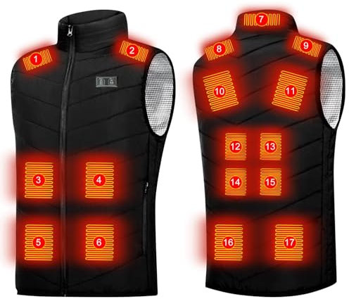 Heated Vest for Men Women-Heated Gilet with 23 Heating Element,Heated Body Warmer with Dual Control,Electric USB Rechargeable, Unisex Heated Gilet with 3 Adjustable Temperature