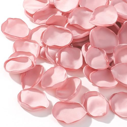 CNYMANY 200 pièces Pétales de Rose, Pétales de Fleurs Roses en Soie pour Panier de Demoiselle d'honneur de Mariage Pétales de Rose Rose pêche en Vrac pour Table d'allée Décorations de Douche Nuptiale