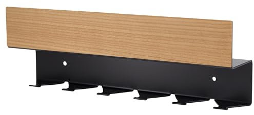 STREIFHOLZ Schlüsselbrett aus Holz mit Ablage für 6 Schlüssel, incl. Magnet Pinwand mit 3 Magneten für Notizen, Schlüsselalage modern für Flur, Diele, Eingang (Kirschbaum)