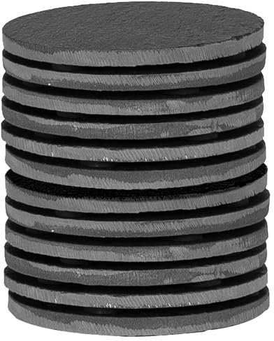 Argon Tableware Round Slate Coasters - 10cm - 12 Piece Drink Coasters Black Stone Natural Slate Smooth Edge Drink Mat Cup Mats for Kitchen, Bar, Restaurant, Weddings, Events