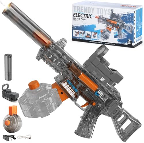 Britik Electric Water Gun Toy for Kids 3-8 Years Old: Powerful Water Blaster Automatic Watergun Long Range Gifts for Boys Age 3 4 5 6 7 8 Birthday Presents Summer Swimming Pool Outdoor Water Game