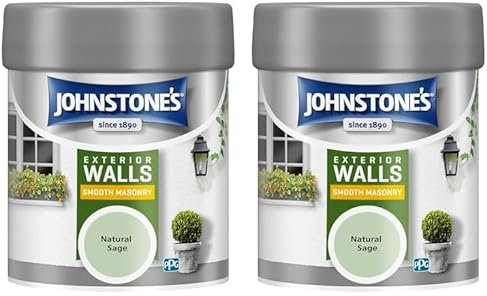 Johnstone's, Exterior Smooth Masonry Paint - Tester Pot, Natural Sage, Up to 15 Years Protection, Weather & Dirt Resistant, 12m2 Coverage Per Litre, Dry in 1-2 Hours, 225ml (Pack of 2)