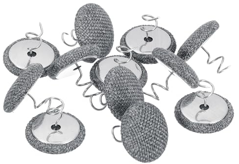 QUARKZMAN 12Pcs Alfileres de Tapicería con Botón Giratorio 20mm Gris Oscuro | Alfileres para Faldones de Cama Botones Cubiertos de Tela, Alfileres Giratorios para Fundas Faldones de Cama